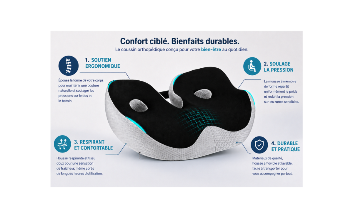 Coussin Confort Absolu- le coussin ergonomique.